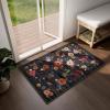 image4x6 Bedroom Area Rug Washable Entry Throw Rug Stain Resistant Boho Rug Non Slip Low Pile Small Carpet for Bedroom Kitchen Entryway Living Room Bedside Office Dorm Kids Room EntranceBlack Floral