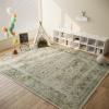 image4x6 Bedroom Area Rug Washable Entry Throw Rug Stain Resistant Boho Rug Non Slip Low Pile Small Carpet for Bedroom Kitchen Entryway Living Room Bedside Office Dorm Kids Room EntranceGreen