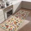 image4x6 Bedroom Area Rug Washable Entry Throw Rug Stain Resistant Boho Rug Non Slip Low Pile Small Carpet for Bedroom Kitchen Entryway Living Room Bedside Office Dorm Kids Room EntranceBeige Floral