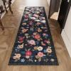 image4x6 Bedroom Area Rug Washable Entry Throw Rug Stain Resistant Boho Rug Non Slip Low Pile Small Carpet for Bedroom Kitchen Entryway Living Room Bedside Office Dorm Kids Room EntranceBlack Floral