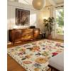 image4x6 Bedroom Area Rug Washable Entry Throw Rug Stain Resistant Boho Rug Non Slip Low Pile Small Carpet for Bedroom Kitchen Entryway Living Room Bedside Office Dorm Kids Room EntranceBeige Floral