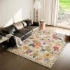 image4x6 Bedroom Area Rug Washable Entry Throw Rug Stain Resistant Boho Rug Non Slip Low Pile Small Carpet for Bedroom Kitchen Entryway Living Room Bedside Office Dorm Kids Room EntranceBeige Floral