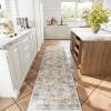 imageWashable Kitchen Rugs Non Slip 2x6 Hallway Runner Rug Stain Resistant Low Pile Floral Floor Rug with Rubber Backing Non Shedding Soft Carpet Runners for Indoor Entryway Bedside Bedroom FarmhouseGrey and Orange