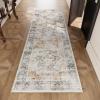 imageWashable Kitchen Rugs Non Slip 2x6 Hallway Runner Rug Stain Resistant Low Pile Floral Floor Rug with Rubber Backing Non Shedding Soft Carpet Runners for Indoor Entryway Bedside Bedroom FarmhouseGrey and Orange