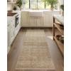 imageWashable Kitchen Rugs Non Slip 2x6 Hallway Runner Rug Stain Resistant Low Pile Floral Floor Rug with Rubber Backing Non Shedding Soft Carpet Runners for Indoor Entryway Bedside Bedroom FarmhouseBrown and Beige