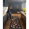 imageWashable Kitchen Rugs Non Slip 2x6 Hallway Runner Rug Stain Resistant Low Pile Floral Floor Rug with Rubber Backing Non Shedding Soft Carpet Runners for Indoor Entryway Bedside Bedroom FarmhouseBlack Floral