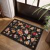 image4x6 Bedroom Area Rug Washable Entry Throw Rug Stain Resistant Boho Rug Non Slip Low Pile Small Carpet for Bedroom Kitchen Entryway Living Room Bedside Office Dorm Kids Room EntranceBlack Floral