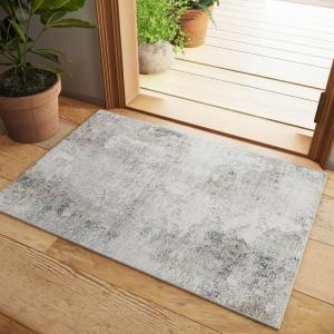 imageWashable Small Entryway Area Rugs 2x3 Floral Rug Non Slip Door Mat Indoor Entrance Stain Resistance Low Pile Throw Rugs for Inside Front Door Floor Bedroom Bedside Kitchen Nursery Dorm Home EntryPurple and Cream