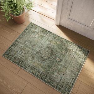 imageMachine Washable Kitchen Runner Rugs 2x6 Hallway Runner Rug Non Slip Low Pile Stain Resistant Soft Carpet Runners for Hallways Indoor Entryway Kitchen Laundry Room Beside FarmhouseBlack and Green