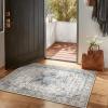 imageMachine Washable Throw Rugs for Entryway Door Mat Indoor Entrance 4x6 Rug Small Area Rug Non Slip Low Pile Soft Kitchen Rugs for Front Door Indoor Entrance Entry Kids RoomBlue and Cream