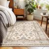 imageMachine Washable Throw Rugs for Entryway Door Mat Indoor Entrance 4x6 Rug Small Area Rug Non Slip Low Pile Soft Kitchen Rugs for Front Door Indoor Entrance Entry Kids RoomBeige White