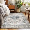 imageMachine Washable Throw Rugs for Entryway Door Mat Indoor Entrance 4x6 Rug Small Area Rug Non Slip Low Pile Soft Kitchen Rugs for Front Door Indoor Entrance Entry Kids RoomBlue and Cream