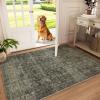 imageMachine Washable Throw Rugs for Entryway Door Mat Indoor Entrance 4x6 Rug Small Area Rug Non Slip Low Pile Soft Kitchen Rugs for Front Door Indoor Entrance Entry Kids RoomDark Green