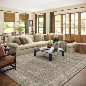 imagepalohom 10x14 Area Rug Washable Rugs Living Room Rug Stain Resistant Non Slip Low Pile Faux Wool Soft Large Area Rugs for Bedroom Farmhouse Dining Room Under Table Nursery Home Office Indoor