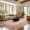 image:image2x3 Washable Small Rug for Entryway Door Mat Indoor Entrance Stain Resistant Non Slip Rubber Backed Low Pile Soft Throw Area Rugs for Bedroom Kitchen Front Door Indoor Entrance Foyer EntryEdge Floral Pink