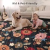 image:image2x3 Washable Small Rug for Entryway Door Mat Indoor Entrance Stain Resistant Non Slip Rubber Backed Low Pile Soft Throw Area Rugs for Bedroom Kitchen Front Door Indoor Entrance Foyer EntryBlack Floral