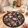 image:image2x3 Washable Small Rug for Entryway Door Mat Indoor Entrance Stain Resistant Non Slip Rubber Backed Low Pile Soft Throw Area Rugs for Bedroom Kitchen Front Door Indoor Entrance Foyer EntryBlack Floral