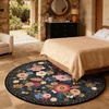 image:image2x3 Washable Small Rug for Entryway Door Mat Indoor Entrance Stain Resistant Non Slip Rubber Backed Low Pile Soft Throw Area Rugs for Bedroom Kitchen Front Door Indoor Entrance Foyer EntryBlack Floral