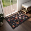 image:image2x3 Washable Small Rug for Entryway Door Mat Indoor Entrance Stain Resistant Non Slip Rubber Backed Low Pile Soft Throw Area Rugs for Bedroom Kitchen Front Door Indoor Entrance Foyer EntryBlack Floral