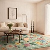 image:image2x3 Washable Small Rug for Entryway Door Mat Indoor Entrance Stain Resistant Non Slip Rubber Backed Low Pile Soft Throw Area Rugs for Bedroom Kitchen Front Door Indoor Entrance Foyer EntryGreen Floral