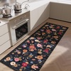 image:image2x3 Washable Small Rug for Entryway Door Mat Indoor Entrance Stain Resistant Non Slip Rubber Backed Low Pile Soft Throw Area Rugs for Bedroom Kitchen Front Door Indoor Entrance Foyer EntryBlack Floral