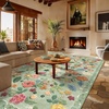 image:image2x3 Washable Small Rug for Entryway Door Mat Indoor Entrance Stain Resistant Non Slip Rubber Backed Low Pile Soft Throw Area Rugs for Bedroom Kitchen Front Door Indoor Entrance Foyer EntryGreen Floral