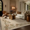 image:image2x3 Washable Small Rug for Entryway Door Mat Indoor Entrance Stain Resistant Non Slip Rubber Backed Low Pile Soft Throw Area Rugs for Bedroom Kitchen Front Door Indoor Entrance Foyer EntryEdge Floral Cream Brown