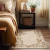 image:image2x3 Washable Small Rug for Entryway Door Mat Indoor Entrance Stain Resistant Non Slip Rubber Backed Low Pile Soft Throw Area Rugs for Bedroom Kitchen Front Door Indoor Entrance Foyer EntryEdge Floral Cream Brown
