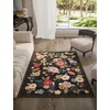 image:image2x3 Washable Small Rug for Entryway Door Mat Indoor Entrance Stain Resistant Non Slip Rubber Backed Low Pile Soft Throw Area Rugs for Bedroom Kitchen Front Door Indoor Entrance Foyer EntryBlack Floral