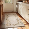 image:image2x3 Washable Small Rug for Entryway Door Mat Indoor Entrance Stain Resistant Non Slip Rubber Backed Low Pile Soft Throw Area Rugs for Bedroom Kitchen Front Door Indoor Entrance Foyer EntryEdge Floral Beige White