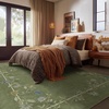 image:image2x3 Washable Small Rug for Entryway Door Mat Indoor Entrance Stain Resistant Non Slip Rubber Backed Low Pile Soft Throw Area Rugs for Bedroom Kitchen Front Door Indoor Entrance Foyer EntryEdge Floral Green