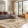 image:image2x3 Washable Small Rug for Entryway Door Mat Indoor Entrance Stain Resistant Non Slip Rubber Backed Low Pile Soft Throw Area Rugs for Bedroom Kitchen Front Door Indoor Entrance Foyer EntryEdge Floral Cream Brown
