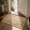 image:image2x3 Washable Small Rug for Entryway Door Mat Indoor Entrance Stain Resistant Non Slip Rubber Backed Low Pile Soft Throw Area Rugs for Bedroom Kitchen Front Door Indoor Entrance Foyer EntryEdge Floral Brown