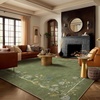 image:image2x3 Washable Small Rug for Entryway Door Mat Indoor Entrance Stain Resistant Non Slip Rubber Backed Low Pile Soft Throw Area Rugs for Bedroom Kitchen Front Door Indoor Entrance Foyer EntryEdge Floral Green