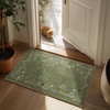 image:image2x3 Washable Small Rug for Entryway Door Mat Indoor Entrance Stain Resistant Non Slip Rubber Backed Low Pile Soft Throw Area Rugs for Bedroom Kitchen Front Door Indoor Entrance Foyer EntryEdge Floral Green