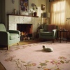image:image2x3 Washable Small Rug for Entryway Door Mat Indoor Entrance Stain Resistant Non Slip Rubber Backed Low Pile Soft Throw Area Rugs for Bedroom Kitchen Front Door Indoor Entrance Foyer EntryEdge Floral Pink