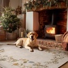 image:image2x3 Washable Small Rug for Entryway Door Mat Indoor Entrance Stain Resistant Non Slip Rubber Backed Low Pile Soft Throw Area Rugs for Bedroom Kitchen Front Door Indoor Entrance Foyer EntryEdge Floral Beige White