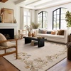 image:image2x3 Washable Small Rug for Entryway Door Mat Indoor Entrance Stain Resistant Non Slip Rubber Backed Low Pile Soft Throw Area Rugs for Bedroom Kitchen Front Door Indoor Entrance Foyer EntryEdge Floral Beige White