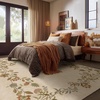 image:image2x3 Washable Small Rug for Entryway Door Mat Indoor Entrance Stain Resistant Non Slip Rubber Backed Low Pile Soft Throw Area Rugs for Bedroom Kitchen Front Door Indoor Entrance Foyer EntryEdge Floral Cream Brown