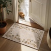 image:image2x3 Washable Small Rug for Entryway Door Mat Indoor Entrance Stain Resistant Non Slip Rubber Backed Low Pile Soft Throw Area Rugs for Bedroom Kitchen Front Door Indoor Entrance Foyer EntryEdge Floral Beige White