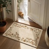 image:image2x3 Washable Small Rug for Entryway Door Mat Indoor Entrance Stain Resistant Non Slip Rubber Backed Low Pile Soft Throw Area Rugs for Bedroom Kitchen Front Door Indoor Entrance Foyer EntryEdge Floral Cream Brown