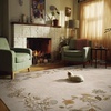 image:image2x3 Washable Small Rug for Entryway Door Mat Indoor Entrance Stain Resistant Non Slip Rubber Backed Low Pile Soft Throw Area Rugs for Bedroom Kitchen Front Door Indoor Entrance Foyer EntryEdge Floral Beige White