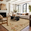 image:image2x3 Washable Small Rug for Entryway Door Mat Indoor Entrance Stain Resistant Non Slip Rubber Backed Low Pile Soft Throw Area Rugs for Bedroom Kitchen Front Door Indoor Entrance Foyer EntryEdge Floral Brown