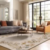 image:image2x3 Washable Small Rug for Entryway Door Mat Indoor Entrance Stain Resistant Non Slip Rubber Backed Low Pile Soft Throw Area Rugs for Bedroom Kitchen Front Door Indoor Entrance Foyer EntryEdge Floral Beige White