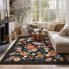 image:image2x3 Washable Small Rug for Entryway Door Mat Indoor Entrance Stain Resistant Non Slip Rubber Backed Low Pile Soft Throw Area Rugs for Bedroom Kitchen Front Door Indoor Entrance Foyer EntryBlack Floral