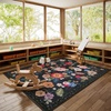 image:image2x3 Washable Small Rug for Entryway Door Mat Indoor Entrance Stain Resistant Non Slip Rubber Backed Low Pile Soft Throw Area Rugs for Bedroom Kitchen Front Door Indoor Entrance Foyer EntryBlack Floral