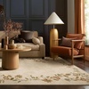 image:image2x3 Washable Small Rug for Entryway Door Mat Indoor Entrance Stain Resistant Non Slip Rubber Backed Low Pile Soft Throw Area Rugs for Bedroom Kitchen Front Door Indoor Entrance Foyer EntryEdge Floral Cream Brown