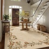 image:image2x3 Washable Small Rug for Entryway Door Mat Indoor Entrance Stain Resistant Non Slip Rubber Backed Low Pile Soft Throw Area Rugs for Bedroom Kitchen Front Door Indoor Entrance Foyer EntryEdge Floral Cream Brown