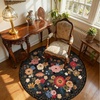 image:image2x3 Washable Small Rug for Entryway Door Mat Indoor Entrance Stain Resistant Non Slip Rubber Backed Low Pile Soft Throw Area Rugs for Bedroom Kitchen Front Door Indoor Entrance Foyer EntryBlack Floral