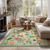 image:image2x3 Washable Small Rug for Entryway Door Mat Indoor Entrance Stain Resistant Non Slip Rubber Backed Low Pile Soft Throw Area Rugs for Bedroom Kitchen Front Door Indoor Entrance Foyer EntryGreen Floral